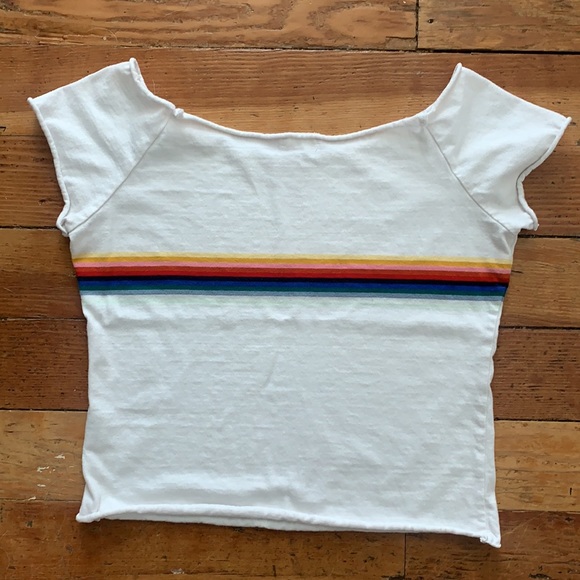 Brandy Melville/ J. Galt rainbow stripe tee - Picture 2 of 4
